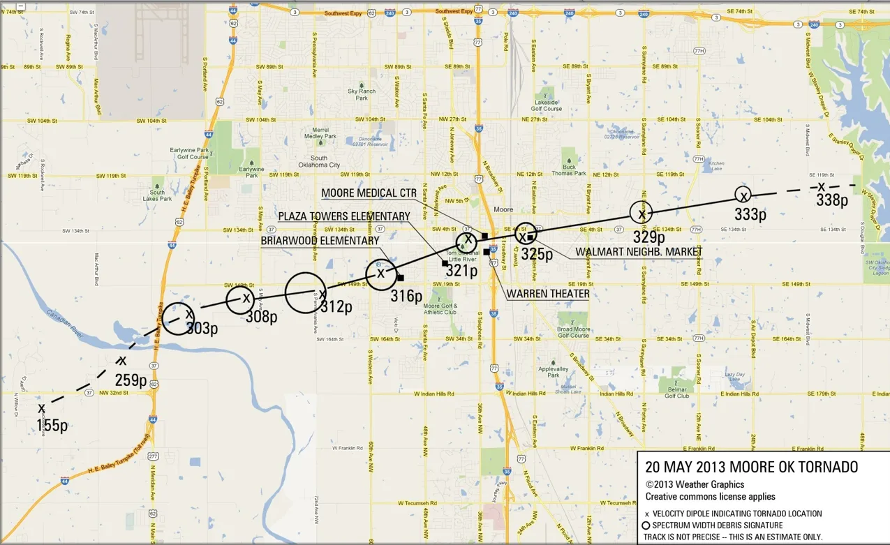 Moore, Oklahoma tornado path