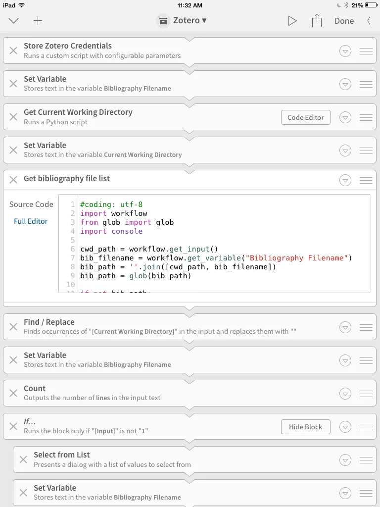 The user interface for building Workflows