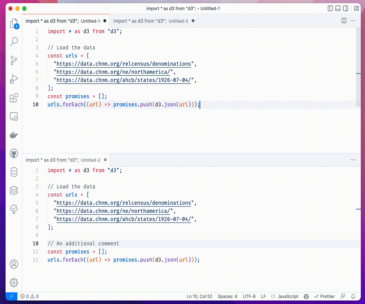 VSCode diff.