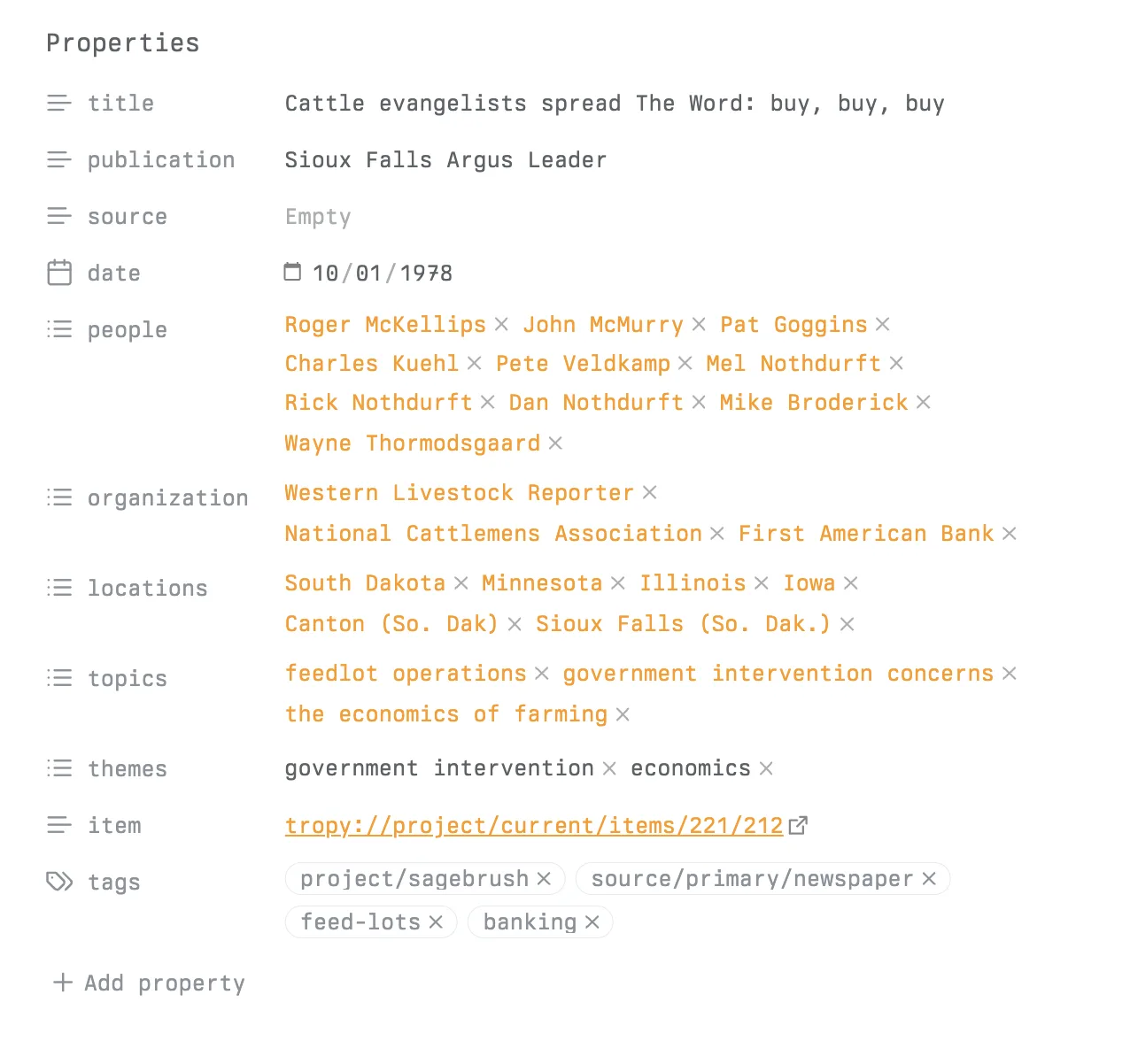 My Obsidian properties.